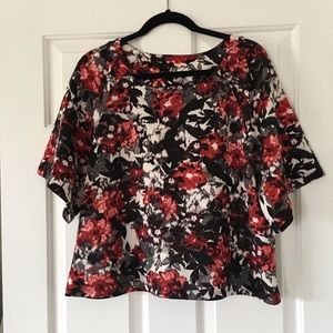 COPY - BOBEAU Floral Print Short Sleeve Top